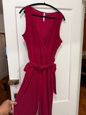 NY Collection Magenta Wrap Jumpsuit